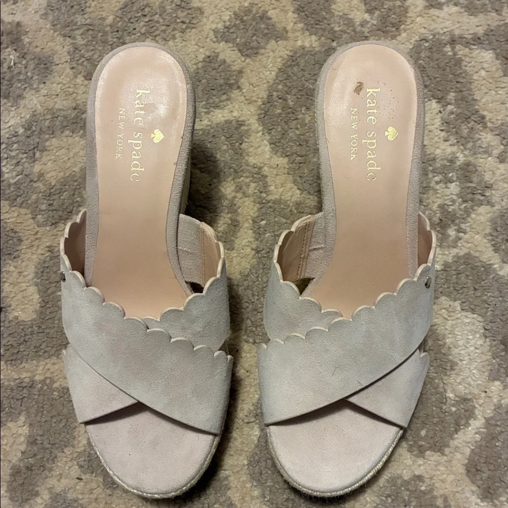 Kate Spade Tegan Wedge Mule Slide Sandal Espadrilles Pink Blush Color Size 7.5